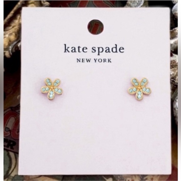 NWT Kate Spade Gleaming Gardenia Aqua Marine Earrings - Picture 10 of 12
